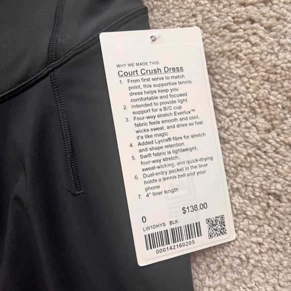 Lululemon Black Court Crush Dress - Picture 2 of 3